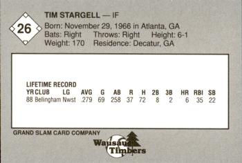 1989 Grand Slam Wausau Timbers #26 Tim Stargell Back