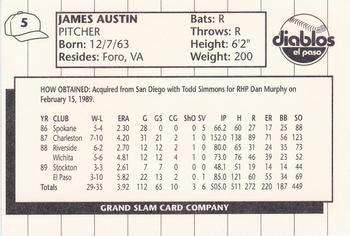 1990 Grand Slam El Paso Diablos #5 James Austin Back