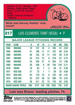 2012 Topps Archives #217 Luis Tiant Back