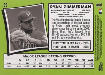 2012 Topps Archives #69 Ryan Zimmerman Back