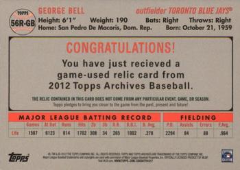 2012 Topps Archives - Relics #56R-GB George Bell Back
