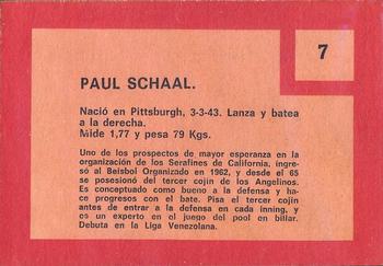 1967 Topps Venezuelan #7 Paul Schaal Back