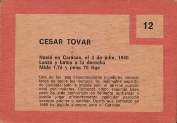 1967 Topps Venezuelan #12 Cesar Tovar Back
