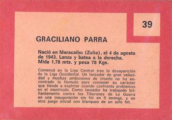 1967 Topps Venezuelan #39 Graciliano Parra Back
