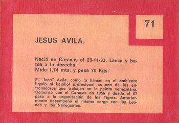 1967 Topps Venezuelan #71 Jesus Avila Back