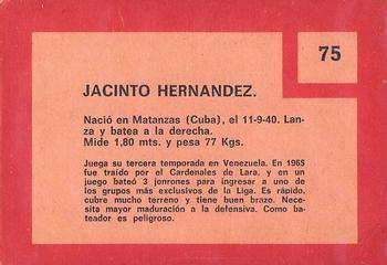 1967 Topps Venezuelan #75 Jacinto Hernandez Back