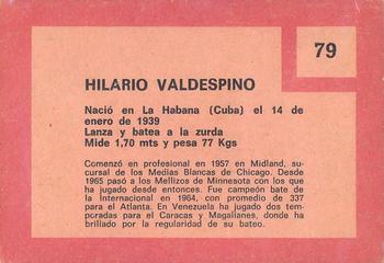 1967 Topps Venezuelan #79 Hilario Valdespino Back