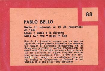 1967 Topps Venezuelan #88 Pablo Bello Back