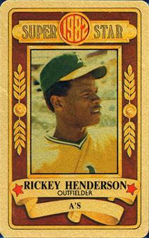 1982 Perma-Graphics Super Star Credit Cards - Gold #150-SS8223 Rickey Henderson Front