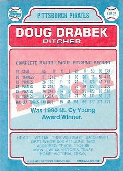 1991 Topps Bazooka Shining Stars #4 Doug Drabek Back