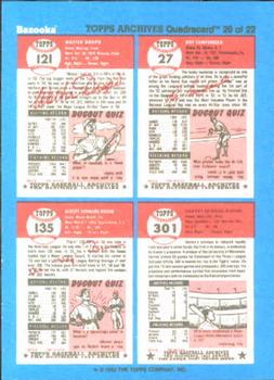 1992 Topps Bazooka Archives Quadracards #20 Roy Campanella / Walt Dropo / Harvey Kuenn / Al Rosen Back