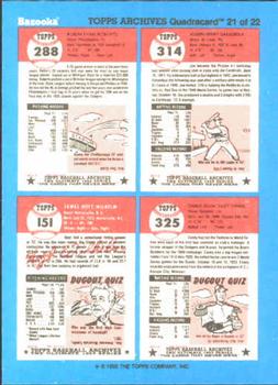 1992 Topps Bazooka Archives Quadracards #21 Joe Garagiola / Robin Roberts / Casey Stengel / Hoyt Wilhelm Back