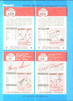 1992 Topps Bazooka Archives Quadracards #2 Carl Furillo / Don Newcombe / Phil Rizzuto / Hank Sauer Back