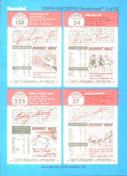 1992 Topps Bazooka Archives Quadracards #3 Ferris Fain / Johnny Logan / Ed Mathews / Bobby Shantz Back