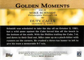 2012 Topps - Golden Moments (Series 2) #GM-46 Mike Schmidt Back
