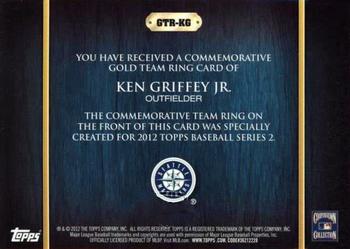 2012 Topps - Team Rings #GTR-KG Ken Griffey Jr. Back