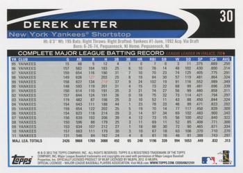 2012 Topps - Purple #30 Derek Jeter Back