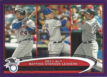 2012 Topps - Purple #239 Miguel Cabrera / Michael Young / Adrian Gonzalez Front