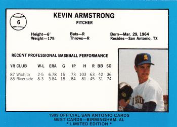 1989 Best San Antonio Missions - Platinum #6 Kevin Armstrong Back