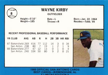 1989 Best San Antonio Missions - Platinum #8 Wayne Kirby Back