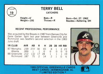 1989 Best Greenville Braves - Platinum #19 Terry Bell Back