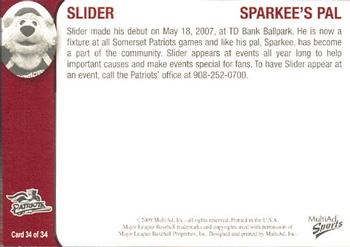 2009 MultiAd Somerset Patriots #34 Slider Back