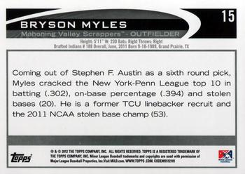 2012 Topps Pro Debut #15 Bryson Myles Back