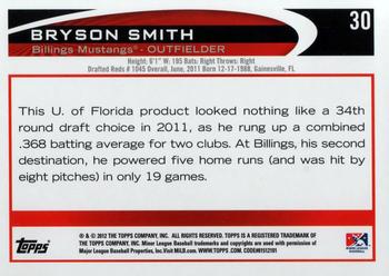 2012 Topps Pro Debut #30 Bryson Smith Back