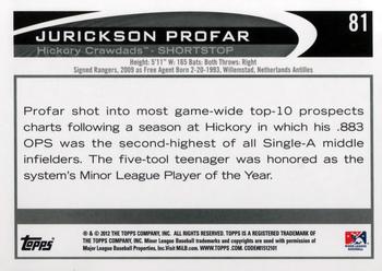 2012 Topps Pro Debut #81 Jurickson Profar Back