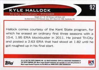 2012 Topps Pro Debut #92 Kyle Hallock Back