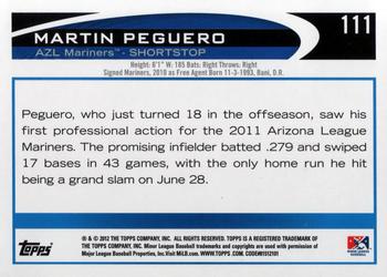 2012 Topps Pro Debut #111 Martin Peguero Back