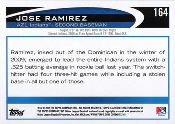 2012 Topps Pro Debut #164 Jose Ramirez Back