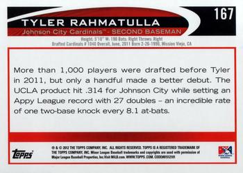 2012 Topps Pro Debut #167 Tyler Rahmatulla Back