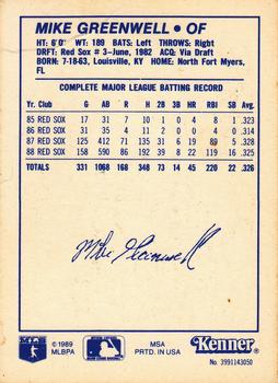 1989 Kenner Starting Lineup Cards #3991143050 Mike Greenwell Back