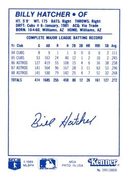 1989 Kenner Starting Lineup Cards #3991130030 Billy Hatcher Back