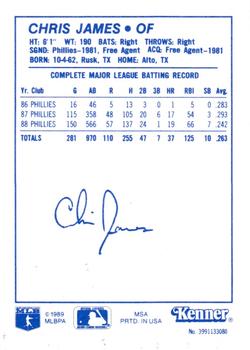 1989 Kenner Starting Lineup Cards #3991133080 Chris James Back