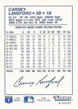 1989 Kenner Starting Lineup Cards #3991151070 Carney Lansford Back