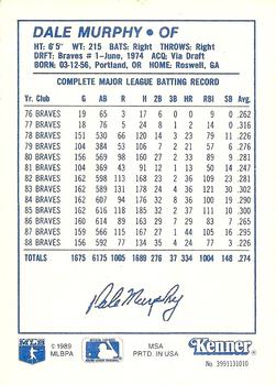 1989 Kenner Starting Lineup Cards #3991131010 Dale Murphy Back