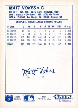 1989 Kenner Starting Lineup Cards #3991147030 Matt Nokes Back