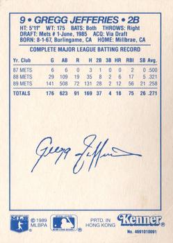 1990 Kenner Starting Lineup Cards #4691010091 Gregg Jefferies Back