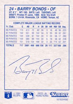 1991 Kenner Starting Lineup Cards #5376204060 Barry Bonds Back