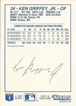 1992 Kenner Starting Lineup Cards #6705207160 Ken Griffey Jr. Back