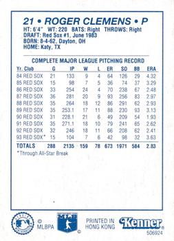 1994 Kenner Starting Lineup Cards #506924 Roger Clemens Back