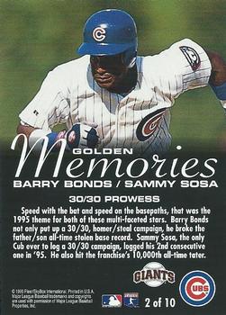 1996 Fleer - Golden Memories #2 Barry Bonds / Sammy Sosa Back