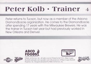 1998 Multi-Ad Tucson Sidewinders #4 Peter Kolb Back