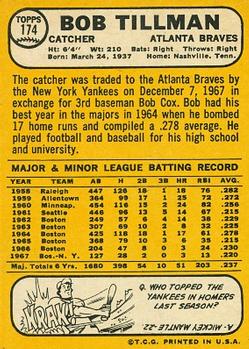 1968 Topps #174 Bob Tillman Back