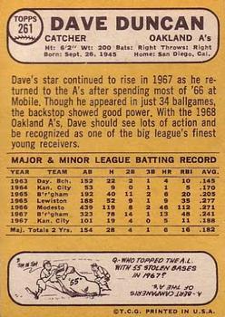 1968 Topps #261 Dave Duncan Back