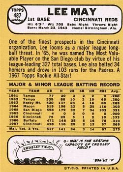 1968 Topps #487 Lee May Back