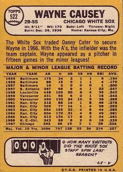 1968 Topps #522 Wayne Causey Back