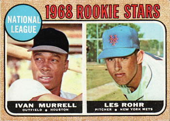 1968 Topps #569 National League 1968 Rookie Stars (Ivan Murrell / Les Rohr) Front